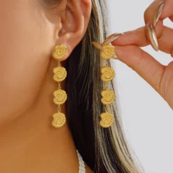 Ocean Style Creative Conch Hanging Long Drop Earrings For Women Metal Starfish Shell Pearl Tassel Earring Beach Daily Jewelry