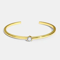 European And American Retro Fashion Three Claw Zircon Bracelet Versatile Plated With 18k Gold Color Open Bracelet