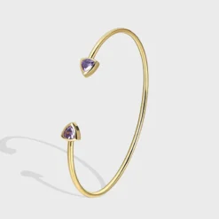 European and American retro fashion geometric triangle zircon plated 18K gold bracelet for women