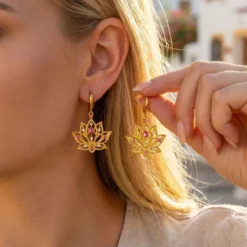 Ocean Style Zircon Lotus Flower Dangle Earrings for Women Vintage Dripping Oil Cute Elephant Seahorse Earrings Beach Jewelry