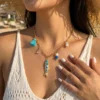 Stainless Steel Beach Style Colorful Fish Choker Necklace For Women Ocean Series Fish Beaded Tassel Necklaces Vacation Jewelry