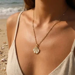 Stainless Steel Inlaid Zircon Sea Shell Pendant Necklace For Women Ocean Series Lobster Crab Fish Choker Beach Party Jewelry